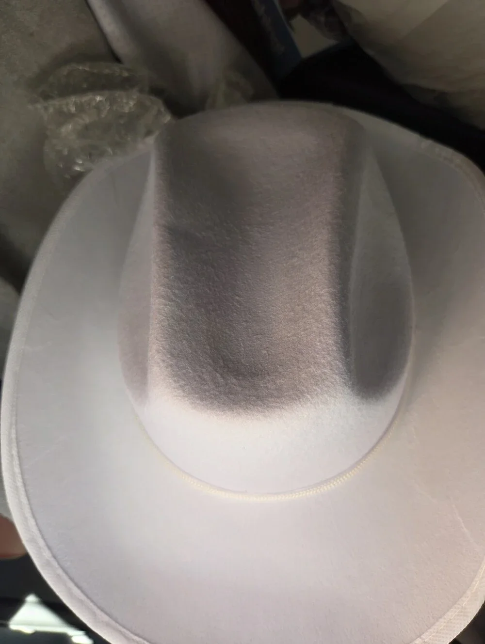 Women's White Felt Cowboy Hat with Subtle Trim
